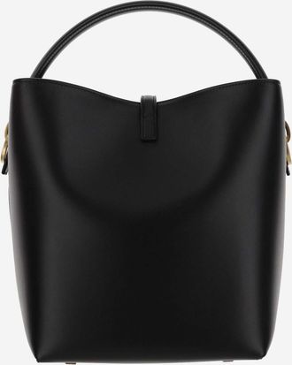 Saint Laurent Womens Glossy Leather Shoulder Bag Black