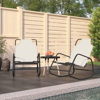 vidaXL Vidaxl - Tumbona Mecedora 2 Unidades De Acero Y Textilene Color Crema