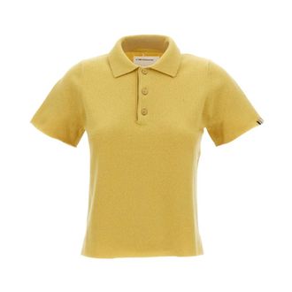 Extreme Cashmere Tops, Dames, Geel, ONE Size, Wol, Polo met rechte snit, klassiek