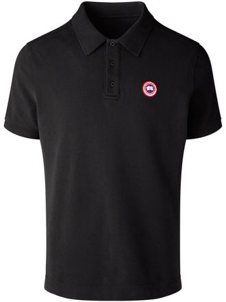 Canada Goose Fitted Black Cotton Polo with Ribbed Collar