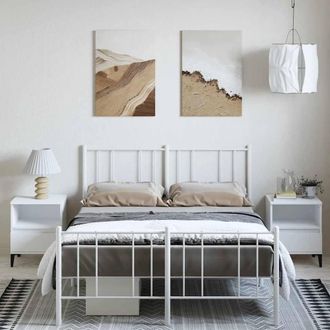 Berkfield Home Metal Bed Frame with Headboard & Footboard White 135x190 cm Double