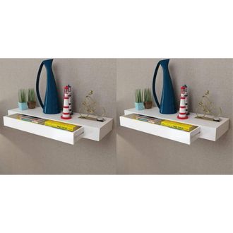 Berkfield Home Floating Wall Shelves with Drawers 2 pcs White 80 cm