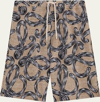 Loewe x Paulas Ibiza Mens Cotton-Terry Logo Script Shorts
