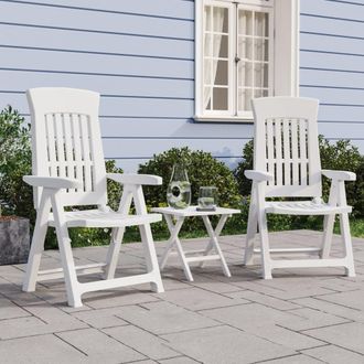 vidaXL Vidaxl - Sillas Reclinables De Jard&iacute;n 2 Unidades Pp Blanco