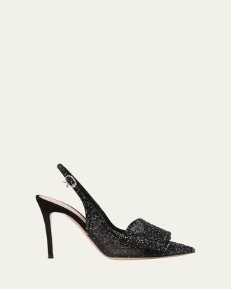 Gianvito Rossi Crystal Organza Slingback Pumps
