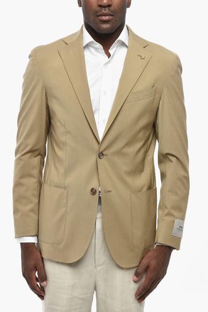 Corneliani CC COLLECTION Blazer Semifoderato in Lana Stretch con Tasche a Toppa Corneliani