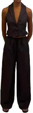 Rosie Assoulin High Line Pinstripe Twill Pant In Espresso