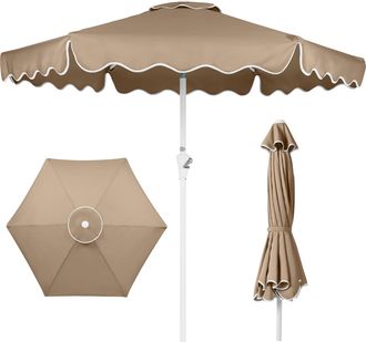 Best Choice Products 7.5ft Patio Market Umbrella with Wavy Trim, Fade-Resistant, Crank & Tilt, Wind Vent