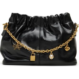 Ted Baker Essie Leather Charm Bag in Black Glossy Leather Shiny at Nordstrom Rack