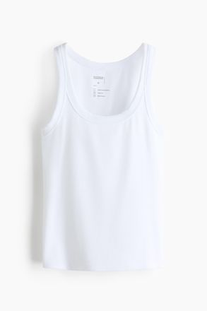 H&M Geripptes Cooling Tanktop in Slim Fit - Weiss