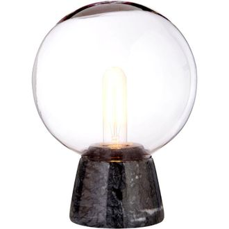 Premier Housewares Interiors by Premier Contemporary Globe Lamp With Black Marble Base, Contrasting Bedside Table Light, Versatile Modern Lamp