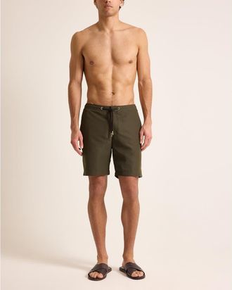 Orlebar Brown Dane Drawcord Longest-Length Classic Fit Drawcord Swim Shorts in Bayleaf Green at Nordstrom, Size 38