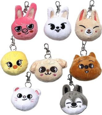 Generic SKZ 8pcs Plush Keychain STAY mini Keyring 9 cm stray-kids Wolf Chan Jiniret Bbokari Leebit Key Chain Pendant