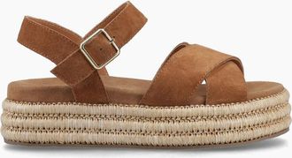 Hush Puppies Womens Hush Puppies ROSA RAFIA SANDAL Womens Ankle Strap Sandals Tan - Brown - Size: 5