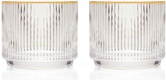 Viski Meridian Crystal Gold Rimmed Lowball Tumblers Set of 2 in Clear at Nordstrom