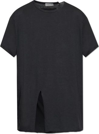 Yohji Yamamoto Tops, Heren, Zwart, L, Katoen, T-shirt met een split