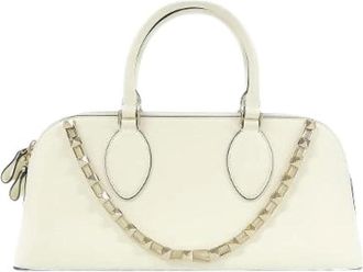 Valentino Pre-owned Garavani Calf Bag - Dames - Vintage Handtas - Beige - ONE Size - Leer - Vintage