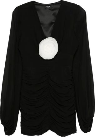 Lita Rue floral-appliqué mini dress - Black