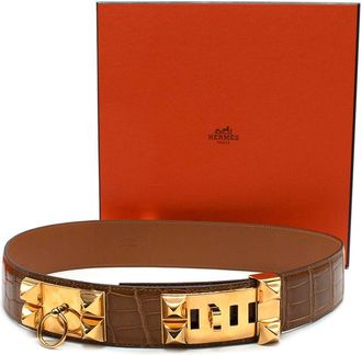 Herm&egrave;s Herm&egrave;s Medor Collier de Chien Belt in Crocodile Leather Full length 97cms