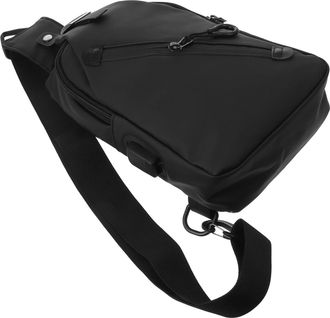 Supvox Mens Outdoor USB Chest Bag Waterproof Sling Backpack Crossbody Daypack for Travel and Sports, Black Water-Resistant USB Sling Pack