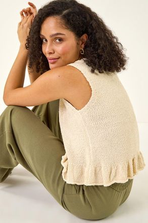 Roman Textured Frill Hem Knit Vest