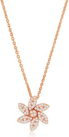 Suzy Levian Pavé Diamond Swirl Pendant Necklace in Rose Gold at Nordstrom Rack, Size 18