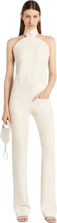 Courr&egrave;ges Ellipse Mockneck Mouwloze Top - Dames - Tops zonder mouwen - Beige - L - Polyester - Tops