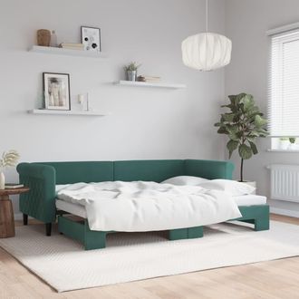 vidaXL Sof&aacute; Cama Nido Terciopelo Verde Oscuro 80x200 Cm Vidaxl