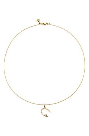 Monica Vinader Diamond Initial Pendant Necklace in 18K Gold Vermeil C at Nordstrom