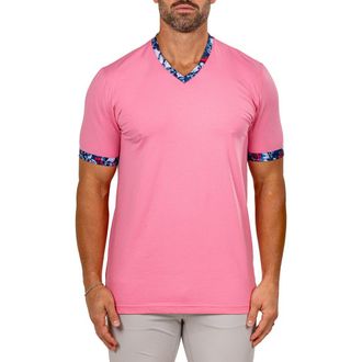 Maceoo Edison Marthyr1101 Pink Cotton V-Neck T-Shirt at Nordstrom, Size 3