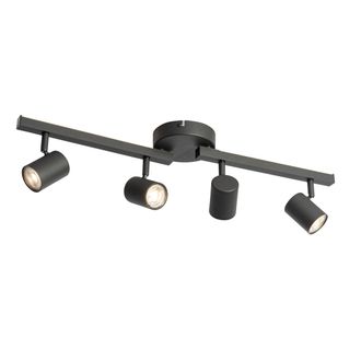 QAZQA Moderno Foco De Techo Negro Gu10 50 Mm 4 Luces Con Luz De Fondo - Back Up Acero Redonda /alargada Incluye Led Max. 4 X 5 Watt - Qazqa