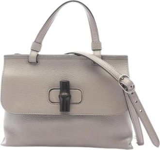 Gucci Pre-owned Handbags, female, Gray, Size: ONE SIZE Pre-owned Leather Handbag