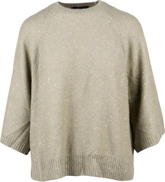 Fabiana Filippi Pullover met ronde hals - Dames - Ronde hals truien - Beige - M - Wol - Truien & Vesten