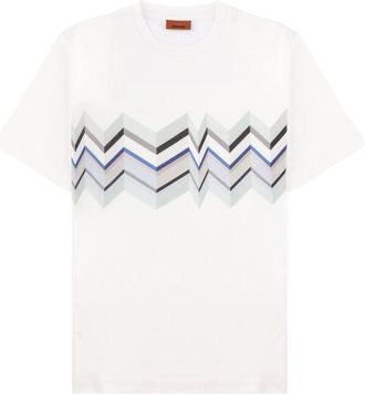 Missoni White Zigzag Pattern Cotton T-Shirt
