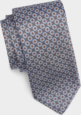 Canali Men & apos;s Geometric Woven Silk Tie