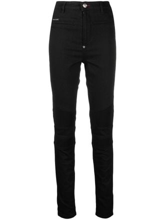 Philipp Plein Jeans biker a vita alta - Nero