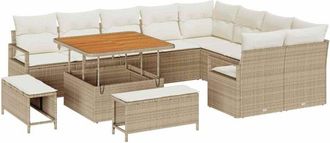 vidaXL Conjunto De Sof&aacute; De Jard&iacute;n Con Coj&iacute;n 12 Pcs Beige, Crema Vidaxl