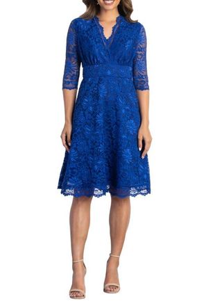 Kiyonna Mademoiselle A-Line Lace Cocktail Dress in Sapphire at Nordstrom, Size X-Small