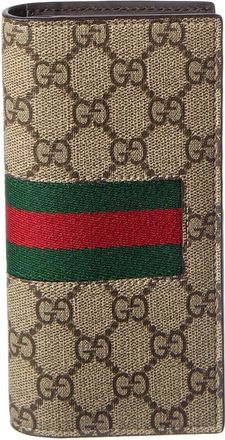 Gucci Gg Logo Canvas & Leather Zip Around Wallet
