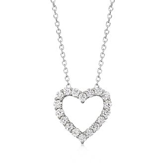 Ross-Simons Lab-Grown Diamond Heart Pendant Necklace in Sterling Silver