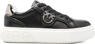 Pinko Black Yoko 06 Metallic-Logo Leather Sneakers