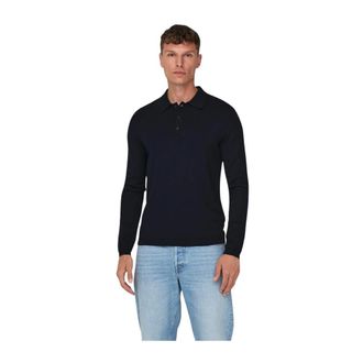Only & Sons Only & Sons, Tops, Heren, Blauw, M, Lange Mouw Polo voor Mannen