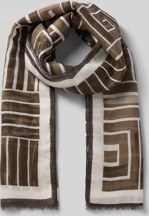 Altea Schal aus Leinen-Mix mit Fransenabschluss in Mittelbraun, Gr&ouml;&szlig;e 1