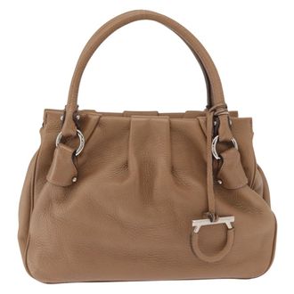 Ferragamo Gancini Handbag Leather Brown Leather Handbag (Pre-Owned)