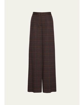 Max Mara Check Wool Wide-Leg Pants