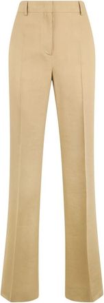 Alberta Ferretti Klassieke broek met hoge taille - Dames - Wijde Broeken - Beige - L - Linnen - Broeken