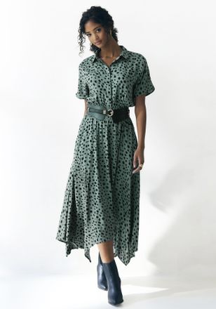 Lascana Druckkleid LASCANA, Damen, Gr. 34, N-Gr, gr&uuml;n (gr&uuml;n, schwarz bedruckt), Web, Obermaterial: 100% Viskose, bedruckt, figurumspielend ca. Mitte Wade, Kle