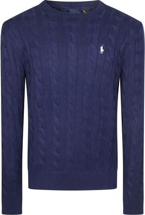 Polo Ralph Lauren Maglia Gc Treccia - Heren - Ronde hals truien - Blauw - XL - Katoen - Truien & Vesten