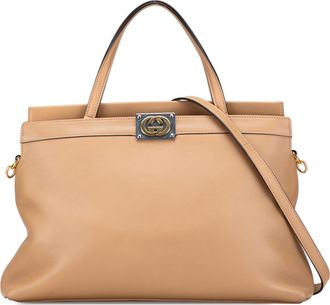 Gucci Pre-owned Womens Leather Tote Bag - Tan - One Size