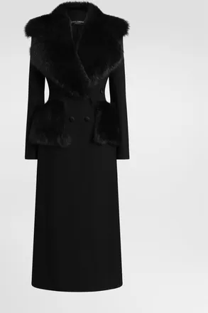Dolce & Gabbana Double Wool Gabardine Coat - Woman Coats And Jackets Black 38